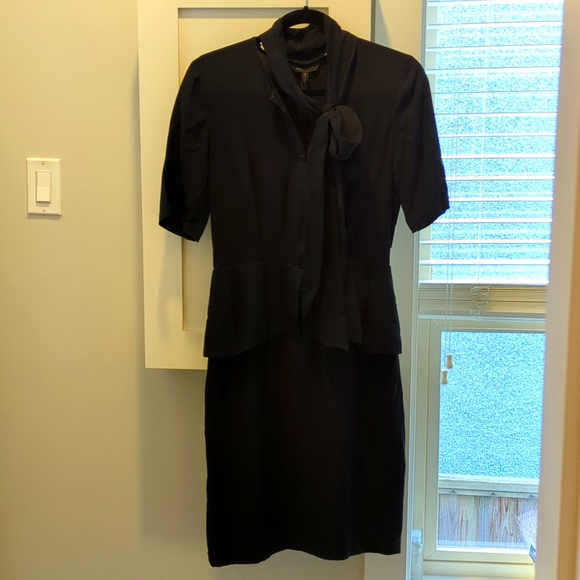 BCBG Denisa peplum dress with tie neck detail - Picture 1 of 7